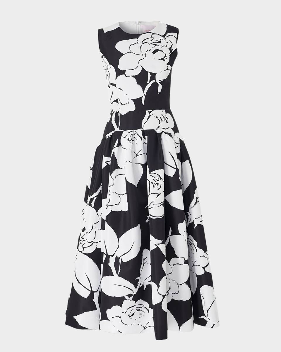 Floral-Print Sleeveless Drop-Waist Midi Dress